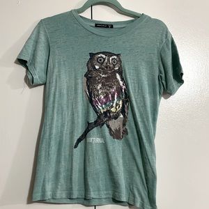 Large Light Teal Concert Nocturnal Owl T Shirt
